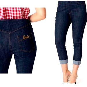 Unique Vintage Barbie Dark Denim Capri Pant Cuffed Jeans*Rockabilly Pinup*NWT*XL